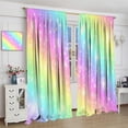 thumbnail image 5 of Rainbow Curtains, Tie Dye Pastel Colorful Sky Stars Cartoon Window Drapes for Sweet Princess Glitter Girly Bedroom Living Room, 55" W X 63" L, 5 of 6