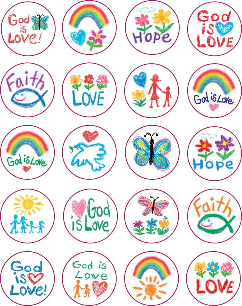 carson dellosa 5239 kid drawn christian faith shape stickers 120