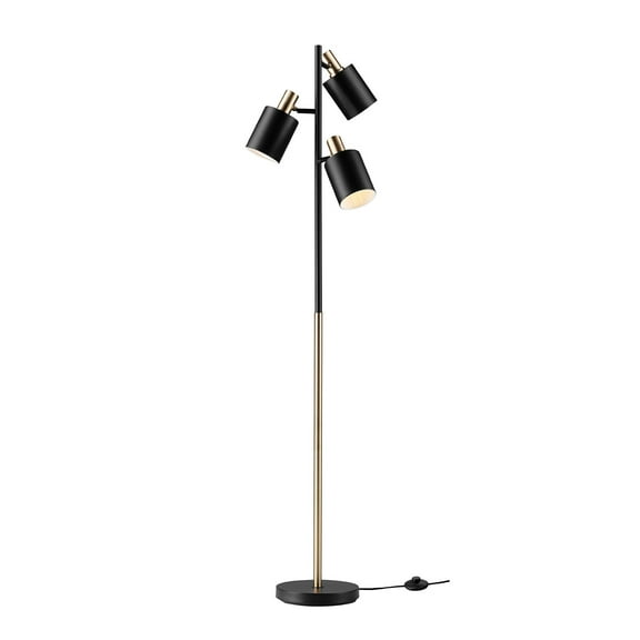 Open Box Novogratz x Globe Electric 67" 3-Light Matte Black Track Tree Lamp Matte Brass Accents