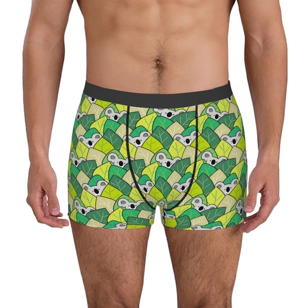 Fotbe Cartoon Koala Bear and Leaf Calzoncillos Tipo Boxer con Bolsa de Soporte Total para Hombre, X-Temp Fresco, Transpirable y de Secado Rápido-Medium