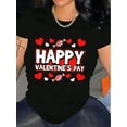 thumbnail image 1 of Happy Valentine's Day Graphic Tee Women's T-Shirt Cotton Short Sleeve Crew Neck Top Casual ShirtFathCamisetas para mujer, lindas camisetas con estampado gráfico, de manga corta, estilo casual, para ve, 1 of 6