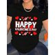 thumbnail image 1 of Happy Valentine's Day Graphic Tee Women's T-Shirt Cotton Short Sleeve Crew Neck Top Casual Shirt, 1 of 5