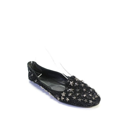 

Pre-owned|Ash Womens Slip On Studded Sequin Loafers Ballet Flats Black Size 37