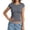 Grey, variant on Ladies Short Sleeve Form-Fitting Tops, Crew Neck Solid Color Crop T-Shirts, Soft Stretch Basic Tees for Everyday Wear Watermelon Red M