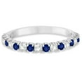thumbnail image 3 of Blue Sapphire and Diamond Wedding Band Anniversary Ring in 14k White Gold (0.75ct), 3 of 3