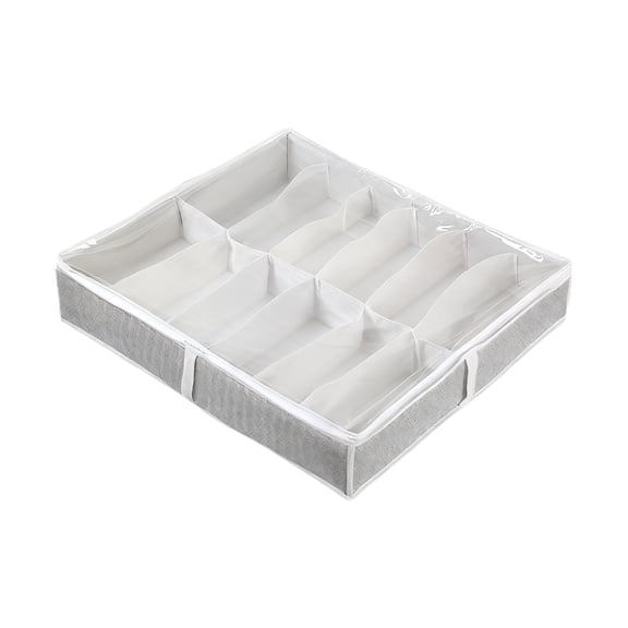 Under Bed Shoe Storage Organizer, 5.1in Tall Low Profile Fabric Shoes Container Box with Clear Cover, Foldable Storage Bag with Handles, Total Fits 6 Pairs of Shoes