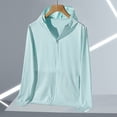 thumbnail image 6 of Women's Sun Protection Jacket Full Zipper Long Sleeve UV Hoodie Shirts Outdoor Athletic Jacket with Pocket Light Blue XXXXL(XXXXL), 6 of 7