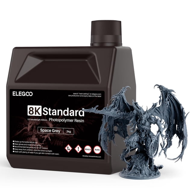 Resina ELEGOO 8K Standard para impresión 3D, 2 kg, color gris espacial