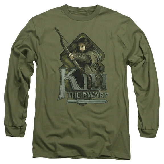 The Hobbit Kili Long Sleeve Adult 18/1 T-Shirt -Military Green