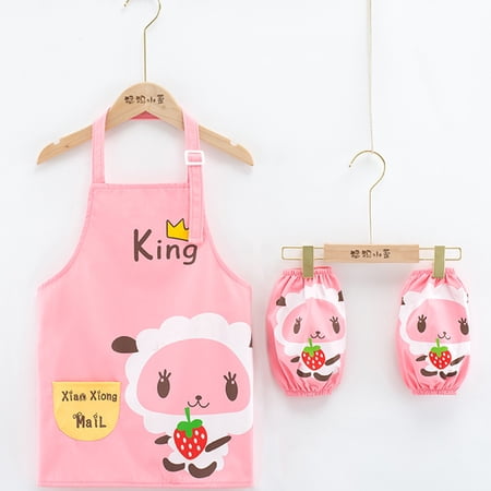 

Meizhencang 3Pcs/Set Children Apron Cartoon Character Pattern Waterproof Breathable Kids Cooking Apron with Sleeves for DIY Learning
