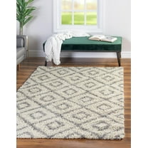 Unique Loom Trellis Shag Collection Area Rug - Ruth (4' x 6' Rectangle Ivory/Gray)