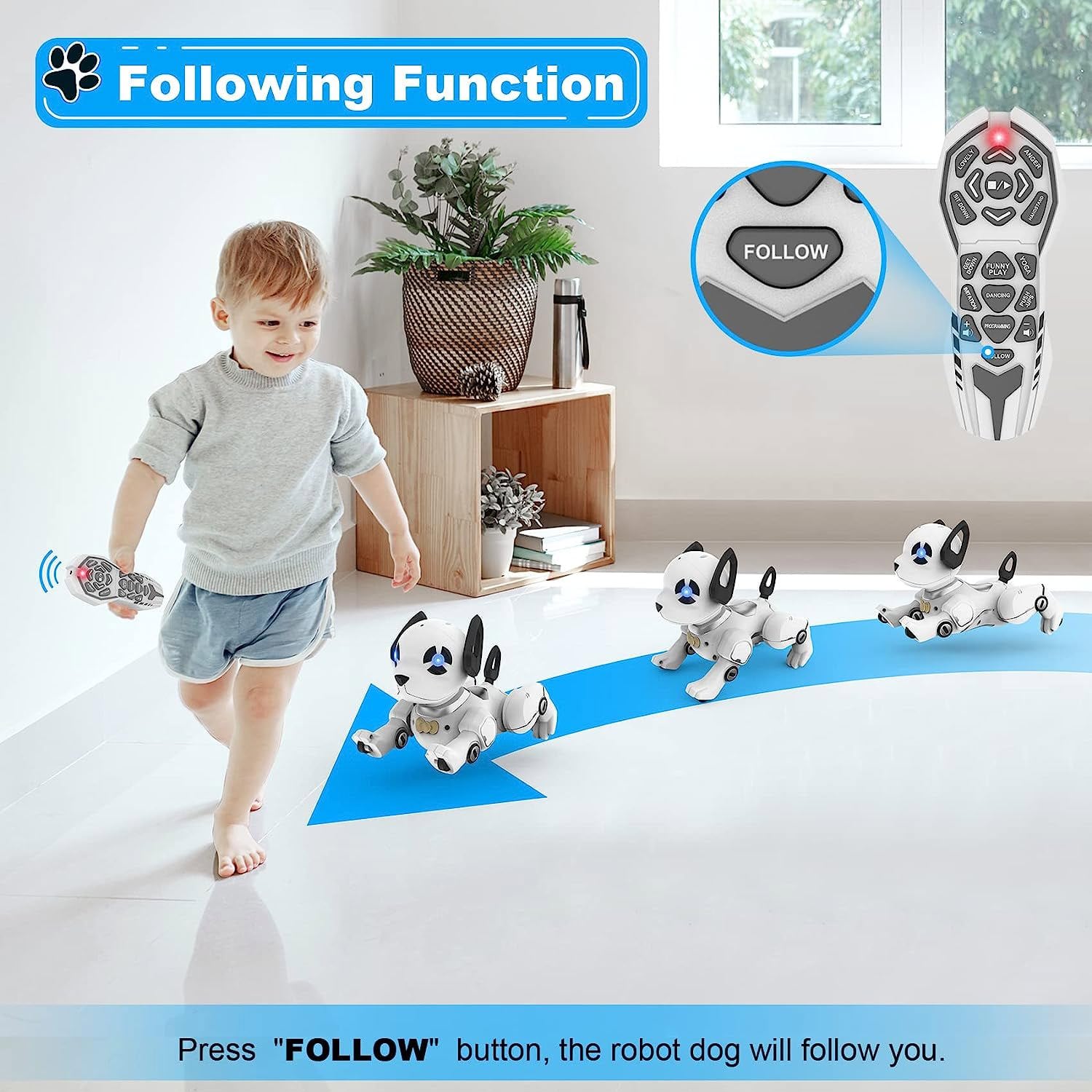 RC Robot Dog Toy, Programmable Smart Interactive Robot Dog Pet, RC Stunt Robot Dog Toy, Dog Imitation Animal Music Dance Handstand Push-Up Follow Function, For Kids Boys & Girls (1PCS)