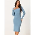 thumbnail image 3 of DARING DIVA Slim Fit Ribbed Knit Bodycon Sweater Dress M Blue, 3 of 6