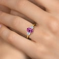 thumbnail image 4 of Gem Stone King 2.31 Ct Oval Pink Created Sapphire White Topaz 18K Yellow Gold Plated Silver Ring, 4 of 6
