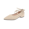 thumbnail image 2 of IEMIEMIEM Women's 2026 Suede Ankle Strap Low Block Heel Pumps Closed Pointed Toe Mary Janes Strappy Wedding Party Office Dress Shoes Beige 6.5 Wide, 2 of 4