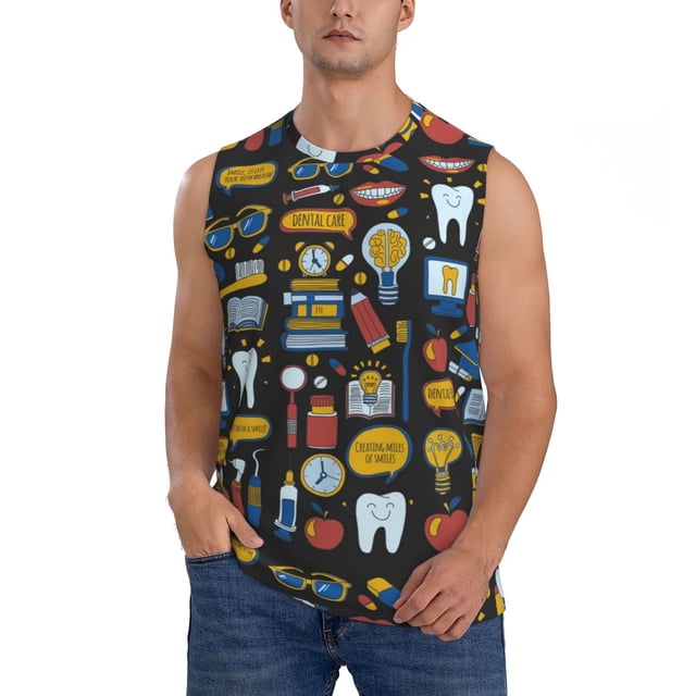 Balery Teeth Camisetas sin mangas para hombre, absorbe la humedad y protege contra el mal olor.-3X-Large
