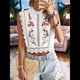 thumbnail image 4 of Blusa Corta Sin Mangas con Cuello Alto y Encaje Bordado Floral para Mujer M, 4 of 8
