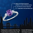 thumbnail image 2 of Gem Stone King 10K White Gold Purple Amethyst and White Moissanite 3-Stone Ring for Women | 1.35 Cttw | Oval 8X6MM | Gemstone February Birthstone | Size 7, 2 of 6