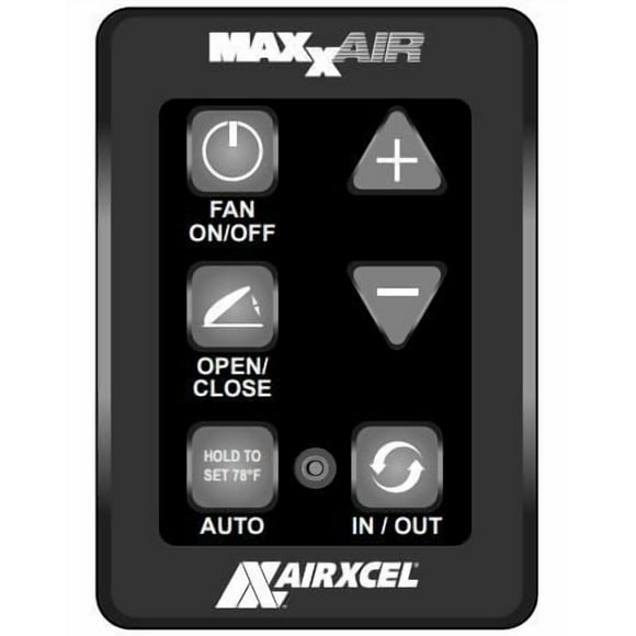 MaxxAir Ventilation Solutions Roof Vent Remote Control 00A03650K For Maxxfan Plus 4700K/03650K And Maxxfan Deluxe 8700K/8900K Models; Hard Wired; Black