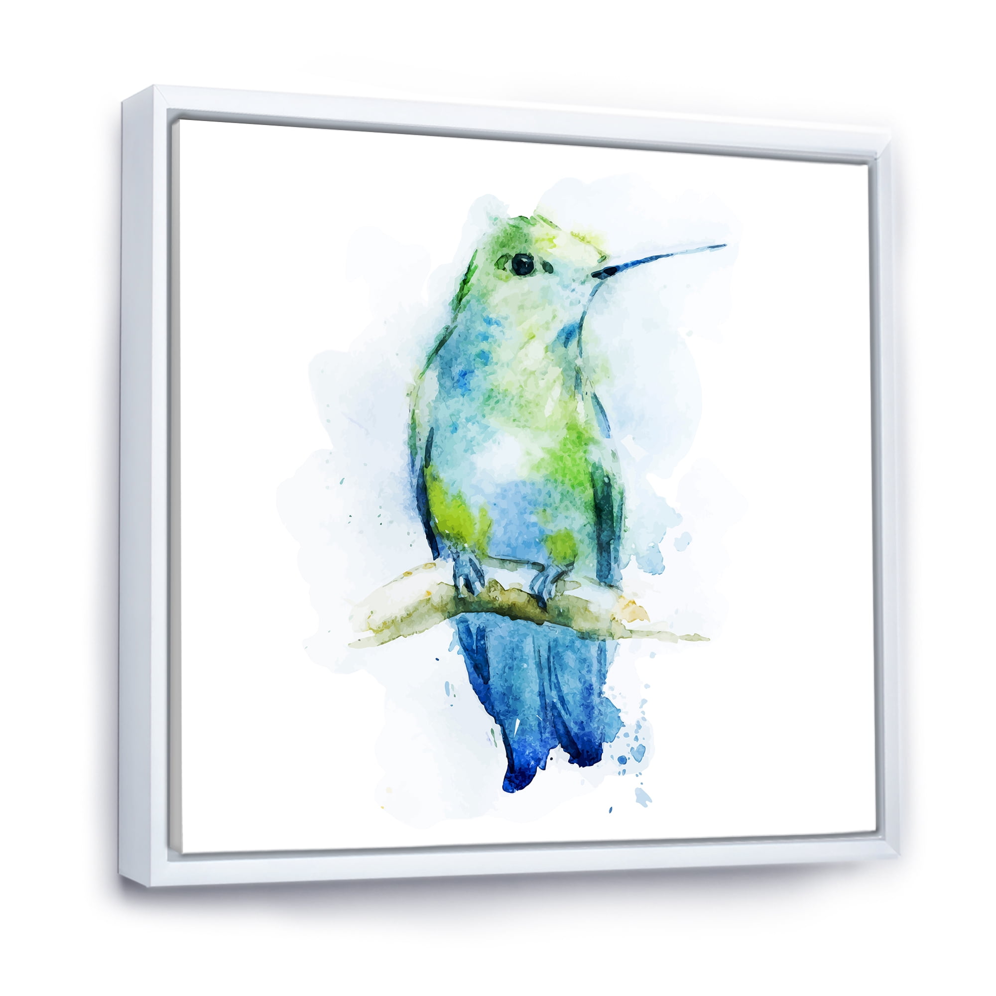 Designart 'Colibri Bird On Branch' Traditional Framed Canvas Wall Art Print