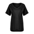 thumbnail image 5 of SAYFUT Womens Tops V Neck T Shirt Rolled Sleeve Side Split Tunic Tops Summer Ladies Fitness Casual T-Shirt,Black Plus Size S-3XL, 5 of 7