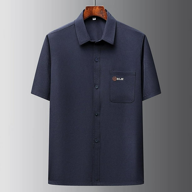 pstuiky camisetas de hombre, Camisa informal de manga corta con cuello vuelto, cómoda y lisa, para hombre camisas casuales para hombre m
