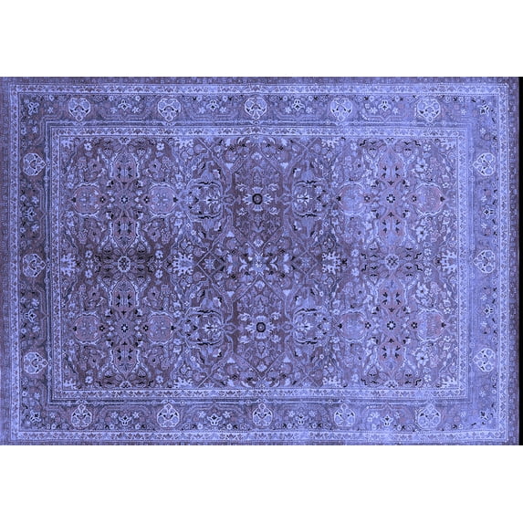 Ahgly Company Machine Washable Indoor Rectangle Oriental Blue Industrial Area Rugs, 7' x 9'