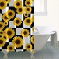 thumbnail image 4 of Sunflower and Checkerboard Black Modern Waterproof Shower Curtain Set with 12 Hooks, Washable Decorative Bathroom Shower Curtain, 4 of 6