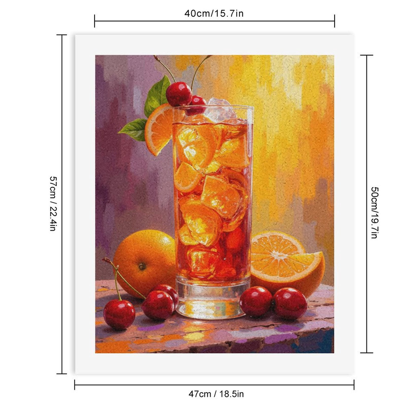 Paint By Numbers Kit for Adults Beginner - Orange Cherry Cocktail Glass Art DIY Canvas Painting Kits for Adults, Frameless Paint By Number for Adults for Home Wall Decor 16x20 Inch