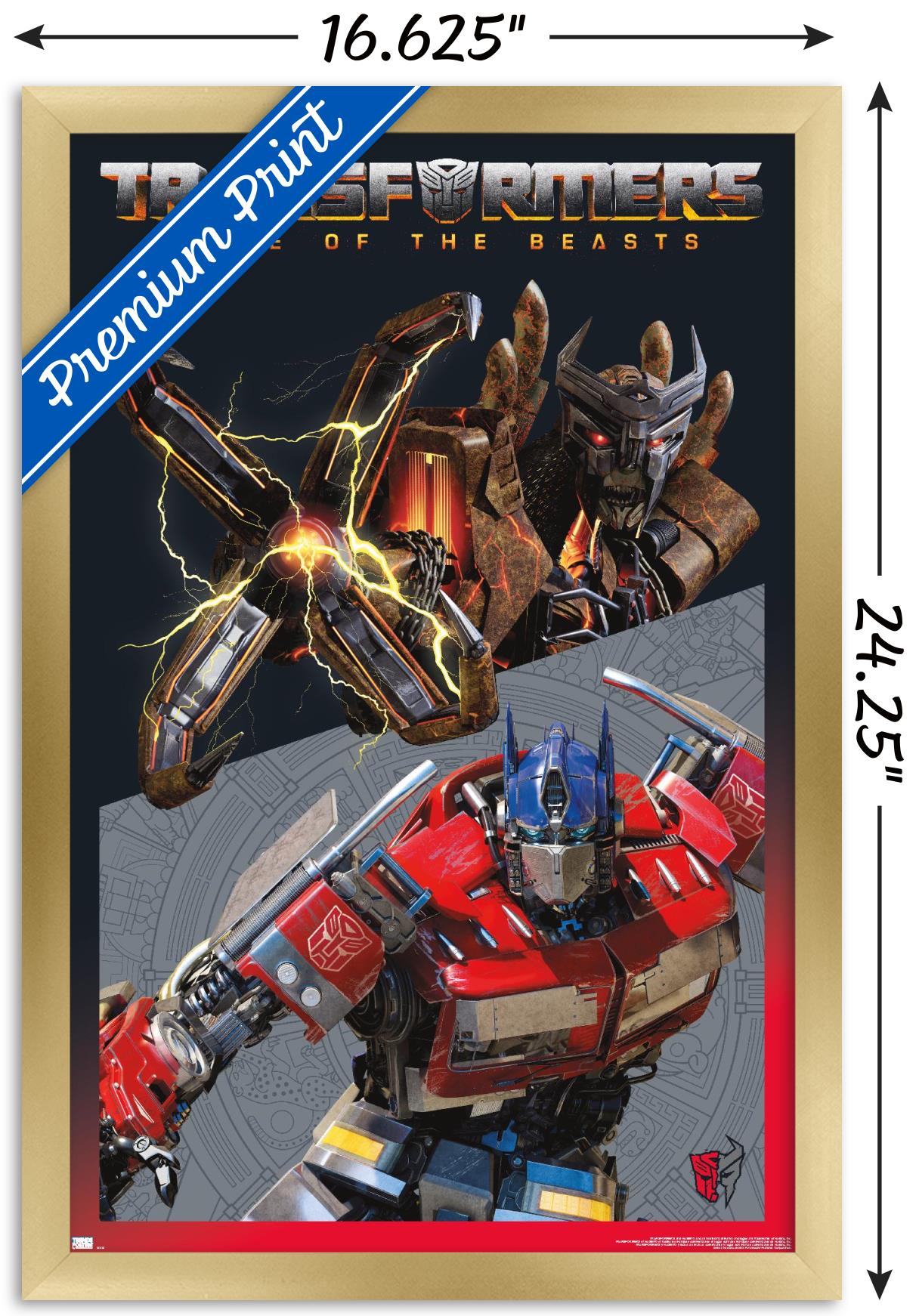 Transformers: Rise of the Beasts - Optimus Prime vs. Scourge Wall Poster, 14.725" x 22.375" Framed