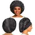 thumbnail image 2 of 3PCS Silk Sleeping Bonnet Set , Wide Band Satin Hair Cap for Women with Curly, Braided or Natural Hair , Super Soft Nighttime Hair Protection, 2 of 6