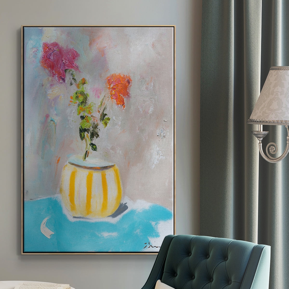Coin Purse Full of Petals Framed Premium Gallery Wrapped Canvas - Ready to Hang