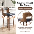 thumbnail image 6 of ClinQ 26 inch Swivel Bar Stool Set of 1, Counter Height Bar Chair with Walnut Legs and Silver Ring Footrest, Upholstered Faux Leather, Blue, 6 of 6