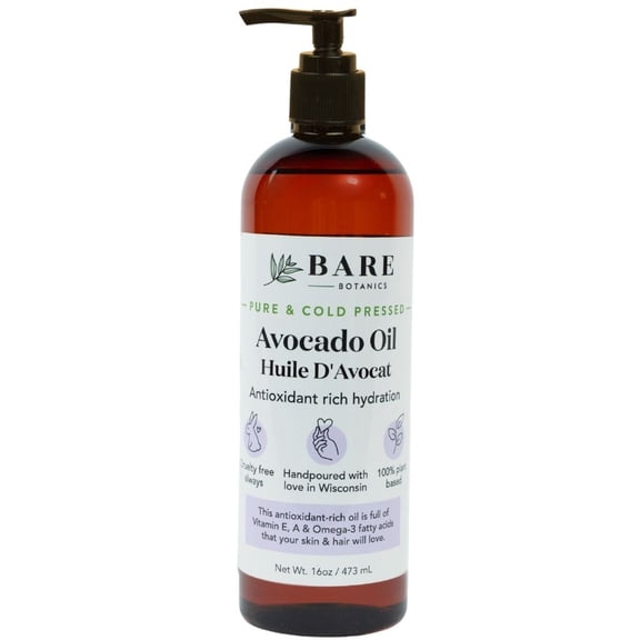 Bare Botanics Cold-Pressed Avocado Oil Body Oil 16 oz