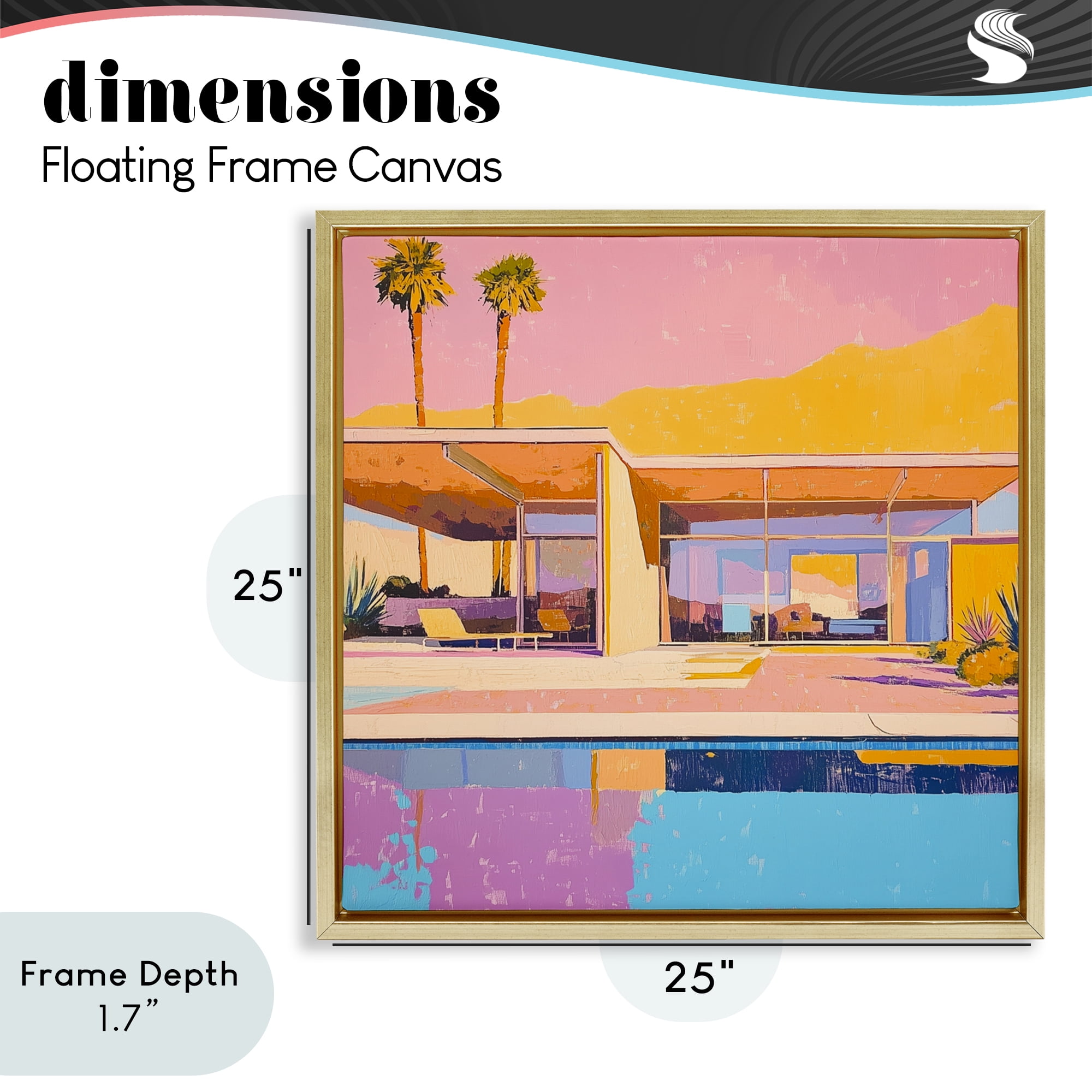 Stupell Industries Vivid Villa at Sunset Gold Framed Floater Canvas Wall Art, design by Walker Noble