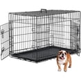 thumbnail image 1 of Jaula Para Perros Perrera Plegable Para Perros Jaula De Metal De Doble Puerta Suministros Para Cachorros Jaula Con Panel Divisor Bandeja De Plástico Para Mascotas Animales Al Aire Libre Interior Kearding PT002220-00, 1 of 6