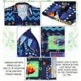 thumbnail image 6 of LA LEELA Men's Hawaiian Shirts Short Sleeve Button Down Shirt Men's Hawaii Shirts Boho Holiday Casual Summer Beach Shirts for Men Funny XS Denim, Water Animal, Blue, 6 of 7