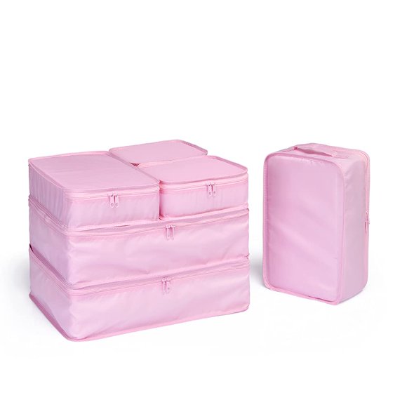 JJ POWER Travel Packing Cubes, Luggage Organizers with Shoe Bag (Pink)