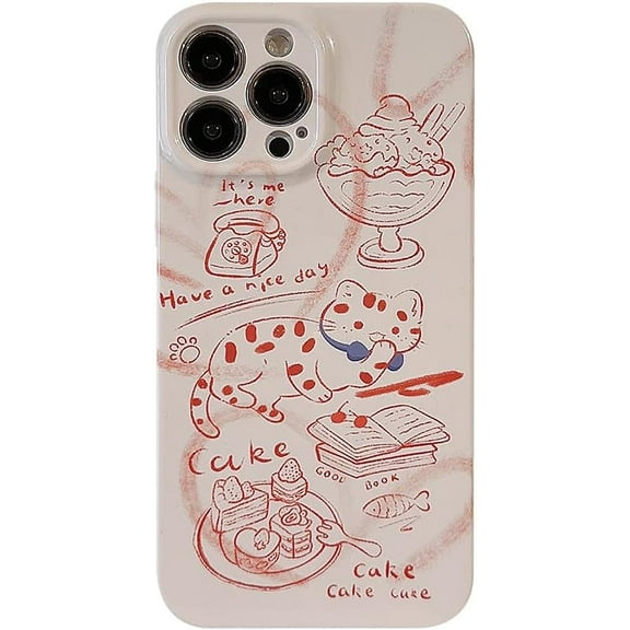 Cute Cat Cake Cartoon Line Drawing Soft  for iPhone Case (White,iPhone 11 Pro)