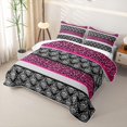 thumbnail image 3 of Erosebridal Hot Pink Bohemian Damask Quilt King for Women Girls, Leopard Spot Print King Coverlet Set, 3-Piece, 3 of 7