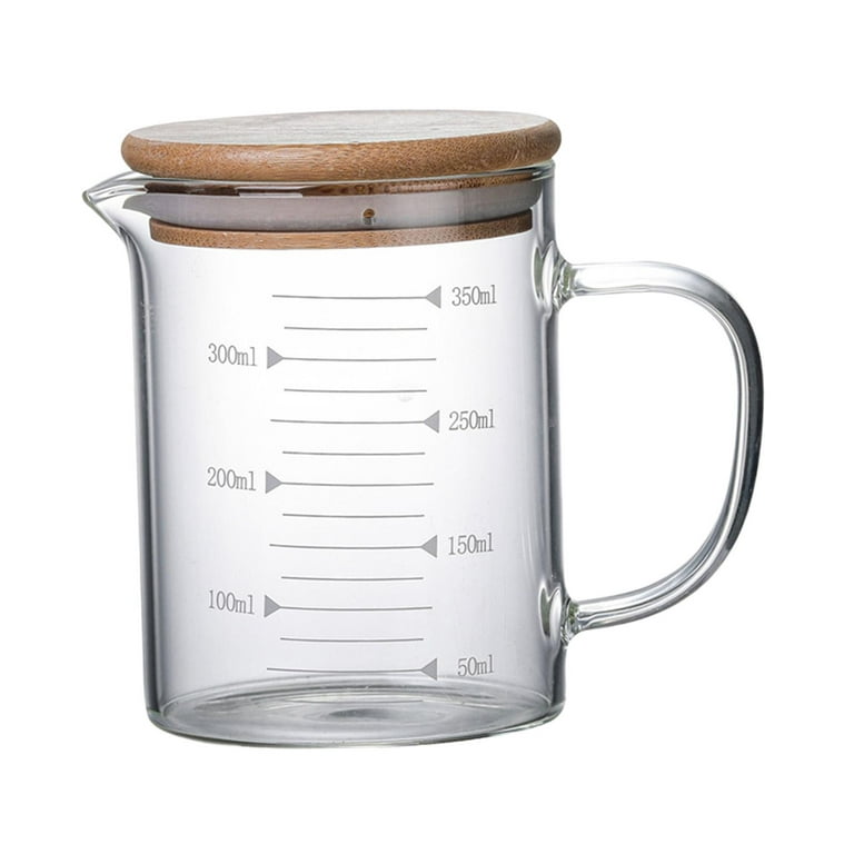 Measure Jugs Measuring Cup Transparent Household with Scale Water Pitcher with Lid Glass Cup with Handle for Lemonade, Beverage, Coffee Gifts 350ml