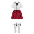 thumbnail image 2 of Rswnyirn Girls School Uniform Outfits Shirt Tops with Suspender Skirt and Bow tie Socks Schoolgirls Type B Burgundy 110, 2 of 6