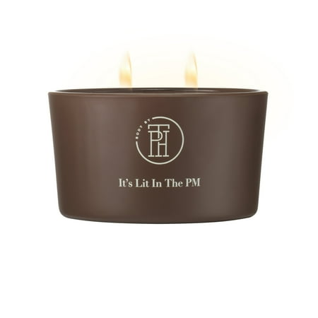 BODY BY TPH It’s Lit In The PM Aromatherapy Scented Soy Wax Blend Stress Relief Candle with Patchouli, Coconut Cream & Ylang-Ylang, 8 oz (Pack of 6)