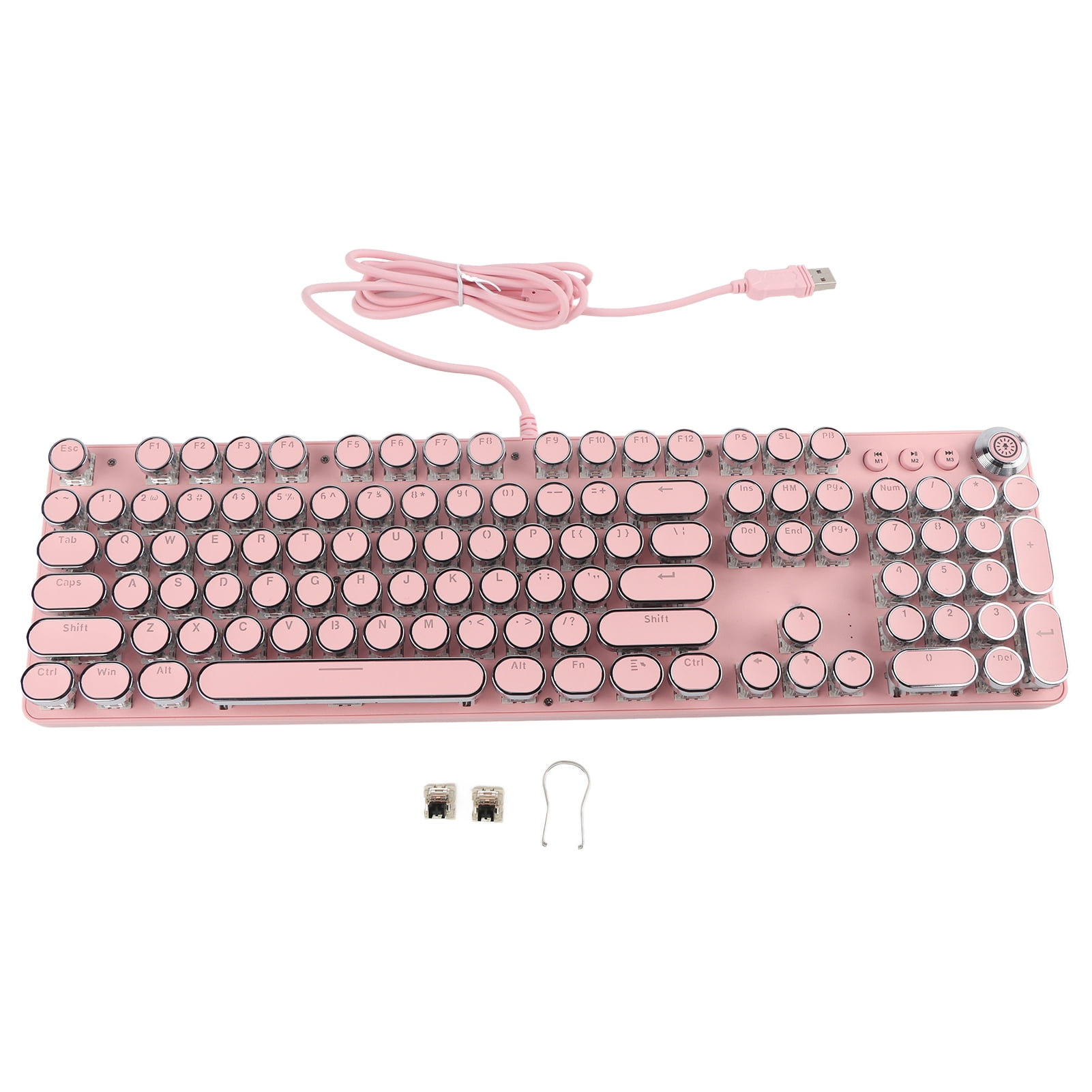 Mechanical Keyboard, 2 Colors Injection PC Gaming Keyboards Real Mechanical Shaft  For Home For Office For Gaming 902-7 Pink Punk