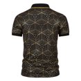 thumbnail image 4 of CEHVOM Fashion Men's Collar Top Stand Collar Print Short Sleeve Button Matching Summer, 4 of 5