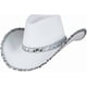 thumbnail image 1 of Sombrero de vaquero para mujer, con lentejuelas de ala ancha, sombrero de vaquero occidental, accesorio de fiesta para adultos, sombrero blanco, One Size, 1 of 3