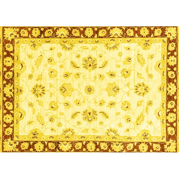 Ahgly Company Indoor Rectangle Oriental Yellow Traditional Area Rugs, 6' x 9'