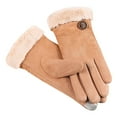 thumbnail image 3 of Dyfzdhu Women Fashion Warm Gloves Outdoor Riding Driving Cute Bow Plus Fleece Touched Screen NonSlip Gloves Brown, 3 of 3
