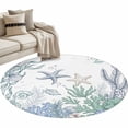 thumbnail image 2 of Area Rug 48in, Marine Starfish Coral Seaweed Floor Carpet Living Room Rug, Watercolor Ocean Shell Conch Non-Slip Welcome Mat Indoor Rugs for Bedroom Dining Room, 2 of 9