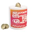 thumbnail image 2 of 50th Birthday Piggy Bank, Vibrant Backdrop Font Floral Swirls and Stars Art Print, Ceramic Coin Bank Money Box for Cash Saving, 3.6" X 3.2", Pink Orange White, by Ambesonne, 2 of 4